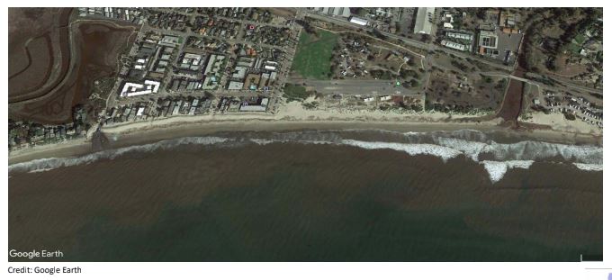 Google Earth view of beach damage